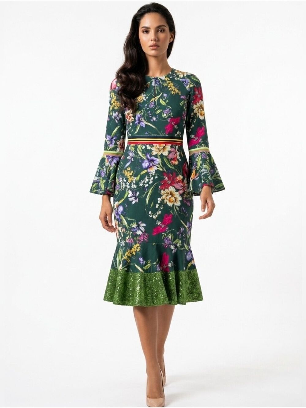 Sachin + Babi Multicolor Floral Print Midi Dress